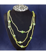 Amore Green Beaded Necklace Layered 20/22/24 inch Dangle Earring  Costum... - $7.69