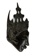 Vintage Hand Carved Wood Wall Mask ~ Thai God Goddess  - £27.94 GBP