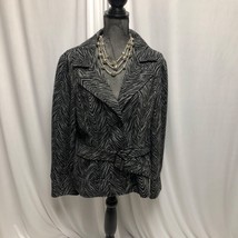 A. Giannetti Jacket Womens XL Gray Black Animal Print Lined Belted Blazer - $23.52