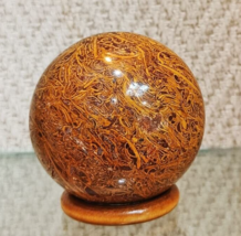 100MM Large Mariam Jasper Sphere Mariam Jasper Ball WIth Golden Metal Stand - $164.62