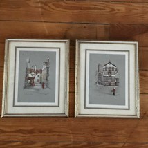 Vintage Pair of Clyde Cole Signed Colored Swiss Scenes Under Glass in Gilt &amp; - £11.53 GBP