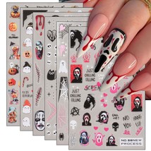Halloween Nail Art Stickers Scary Face Spider Web Skull 3D Self Adhesive Nail De - £14.45 GBP