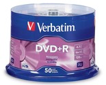 Verbatim DVD+R Blank Discs AZO Dye 4.7GB 16X Recordable Disc - 50 Discs ... - $29.99