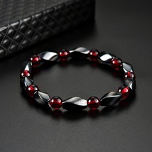 Fashion Red Agates Hematite Bracelets Men Positive Energy Hematite Charm Bracele - £10.19 GBP