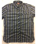Merrell Pearl Snap Green Blue Plaid S/S Shirt Men&#39;s Size L - £17.78 GBP