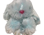 Unbranded Blue Fluffy Bunny Pink Nose Clip Plush 7.5 inch Rabbit - $7.28