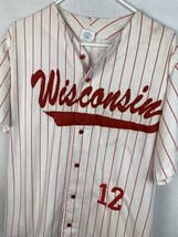 Vintage Wisconsin Badgers Jersey Baseball Button Pinstripe NCAA Majestic... - £31.59 GBP