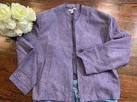 Dress Barn Jacket Women’s Purple Faux Suede Lined Full Zip Petite Large L - $12.99