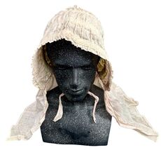 Antique Roller Printed Cotton Bonnet Long Neck Curtain Circa Early-Mid 1... - $148.49