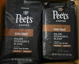 6 Bag Peet&#39;s Coffee Dark Roast Ground Coffee Major Dickason&#39;s Blend 18oz... - £53.79 GBP