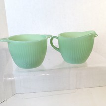 Fire King Jadite / Jadeite / Jade-ite Jane Ray Cream And Sugar Set - No Lid - £29.65 GBP