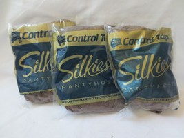 Nwt Lot 3 Silkies Control Top Support Legs Hose Pantyhose X-Tall Mocha 117 - £11.78 GBP