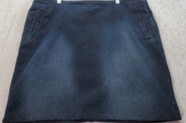 Tommy Hilfiger Jean Skirt Womens Size 36 Black Denim Pockets Elastic Waist Logo - £13.63 GBP