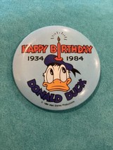 Vintage 1984 Walt Disney Happy Birthday Donald Duck Pin Back Button - $8.90