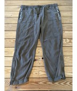 Pam & Gela Women’s Bead Detail Ankle zip Tencel Pants size L Olive R11 - $28.71