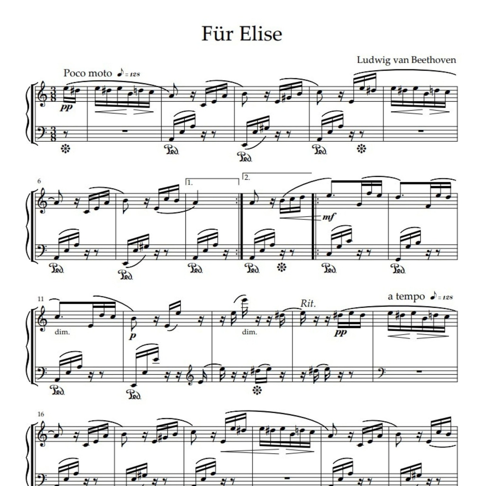 Ludwig van Beethoven - Für Elise - $2.00
