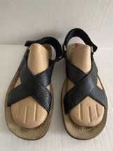 Prada Men&#39;s Black Leather Chris Cross Sandals Cork Size IT 6 - $99.00