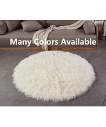 Round Real Genuine Tibetan / Mongolian lamb fur Rug - Many Colors - Cust... - €776,26 EUR