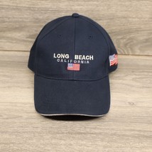 Long Beach California Hat Baseball Cap Adjustable Blue USA Flag logo - $18.69