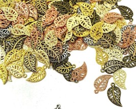 210 Leaf Charms Antique Silver Gold Leaves Pendants Nature Tree 19mm Bulk - £15.65 GBP
