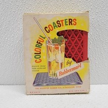 Vintage 8 Colorful Rubbermaid Coasters In Box Kar-Rug Wooster Rubber - $19.70