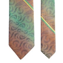 Manlon Mens 60ties Necktie Tie Brown Green Orange Stripes Abstract L 51&quot; W3&quot; VTG - £10.22 GBP