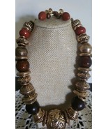 Semi-Precious Stone &amp; Beaded Necklace With Earrings ~ Multi Colored ~ Ne... - €25,87 EUR