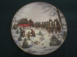 1991 ANHEUSER-BUSCH Christmas Plate - Clydesdale Horse Susan Sampson Budweiser - £19.77 GBP