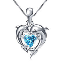 Love Dolphin Necklace Women's Light Luxury High-End Heart-Shaped Pendant Woolen  - £7.95 GBP