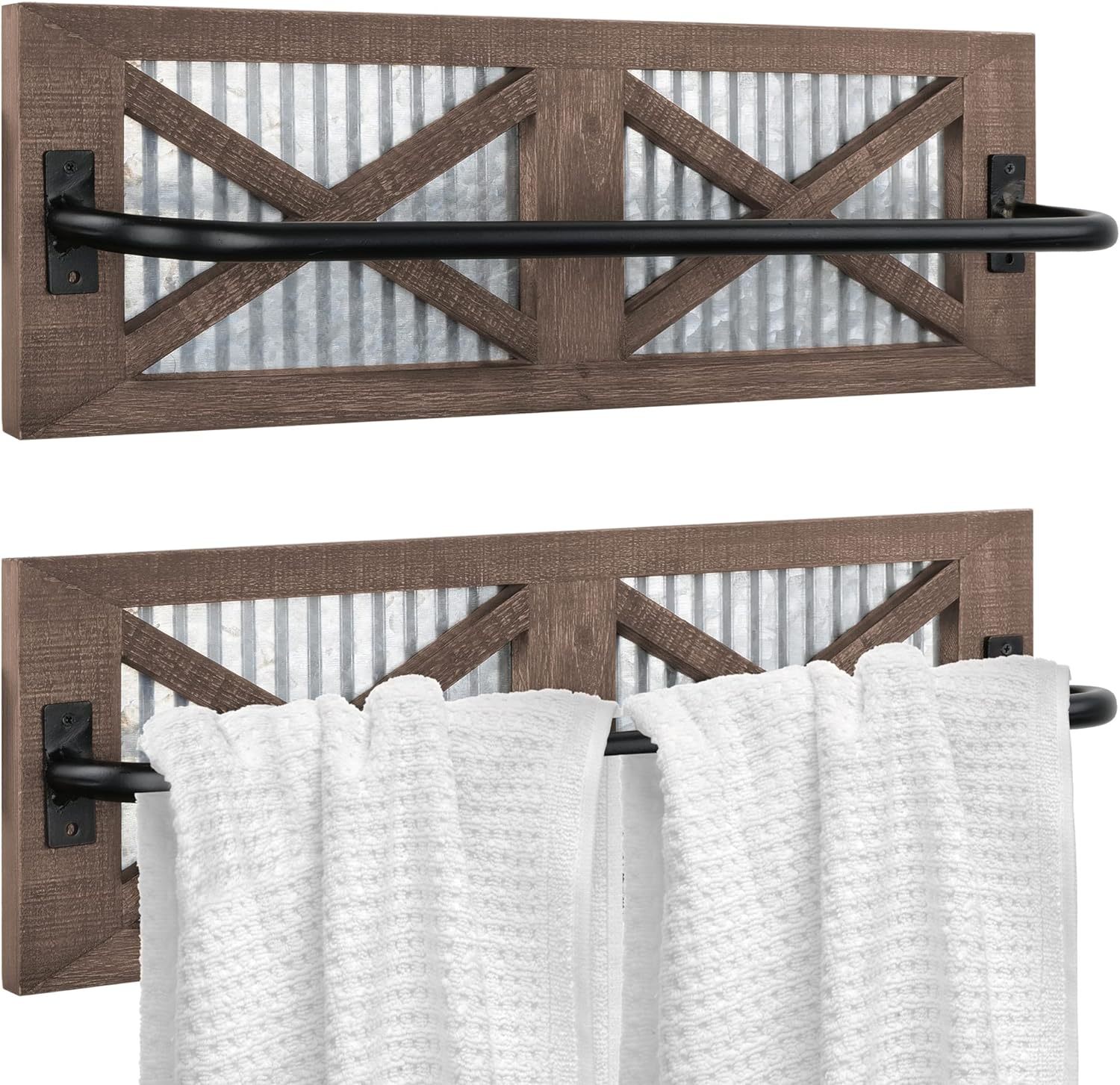 Autumn Alley Farmhouse Rustic Towel Rack Holder - Wood Towel Rack, Rusti... - $41.93