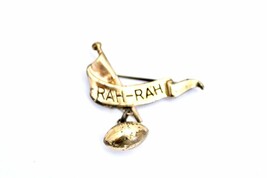 Vintage 1940s Tiny Brass School Spirit Pin - RAH RAH with Football - $25.84