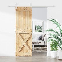 Sliding Door with Hardware Set 27.6x82.7&quot; Solid Wood Pine - $438.07 CAD