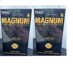 2X Trojan Condom Magnum LARGE SIZE Lubricated 12 Pack Condoms EACH EXP 07/2027 - £15.81 GBP