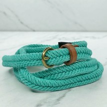 J. Crew Green Braided Woven Cotton with Leather Trim Belt Size Small S Medium M - £15.76 GBP