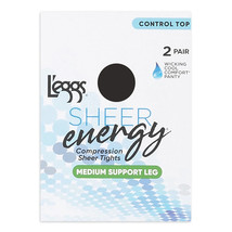 L&#39;eggs Sheer Energy Medium Leg Support Control Top Tights, 2 Pair, Off B... - $271.05 MXN