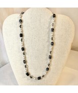 Handcrafted Necklace Black Clear &amp; Silver Beads Simply Elegant Versatile... - £19.55 GBP