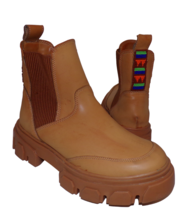 Farm Rio Lug Sole Chelsea Boots Platform Brown Beaded Tab sz 8.5 MSRP $280 - $98.96