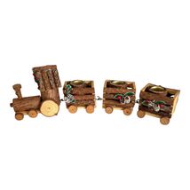 Vintage Natural Bark Candle Train Wooden Christmas Decor Made in Taiwan - $34.20