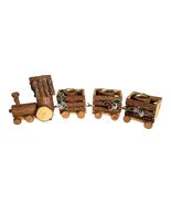 Vintage Natural Bark Candle Train Wooden Christmas Decor Made in Taiwan - $34.20