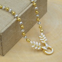 Necklace leave CZ Chain Beaded Two Color 22K Thai Baht Yellow Gold Plated 20,24&quot; - £23.30 GBP+
