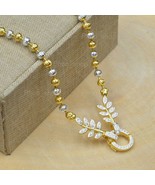 Necklace leave CZ Chain Beaded Two Color 22K Thai Baht Yellow Gold Plate... - £24.02 GBP+