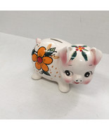 vintage ceramic cute little piggy with painted flowers piggy bank made i... - $27.06 CAD