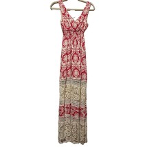 Sunday In Brooklyn Red and White Patterned Maxi Dress - $38.61