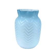 c1890 Mother of Pearl Glass Vase blue with Zigzag pattern - £143.50 GBP