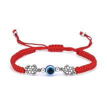 Turtle Elephant Hamsa Hand Blue Glass Beads Pendant Lucky Red Braided Rope Chain - £7.96 GBP