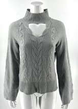 Ana Sweater Sz Small Gray Cable Knit Mock Neck Flare Sleeve Keyhole Cuto... - £23.35 GBP