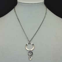 Retired Silpada Sterling Silver Hammered Circle Disc Spiral Swirl Neckla... - $32.95