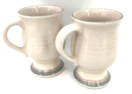 2 Pfaltzgraff AURA Pink USA STAMPED Pedestal Mug 5&quot; Grey Coffee Latte Ex... - £27.08 GBP