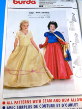 BURDA 2480 Childs Princess Snow White Gown Cape Costume Pattern New 4 5 6 7 8 9 - $7.91