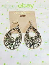 Erica Lyons Antique Gold Tone French Wire Tear Drop Filigree Earrings New - £11.13 GBP
